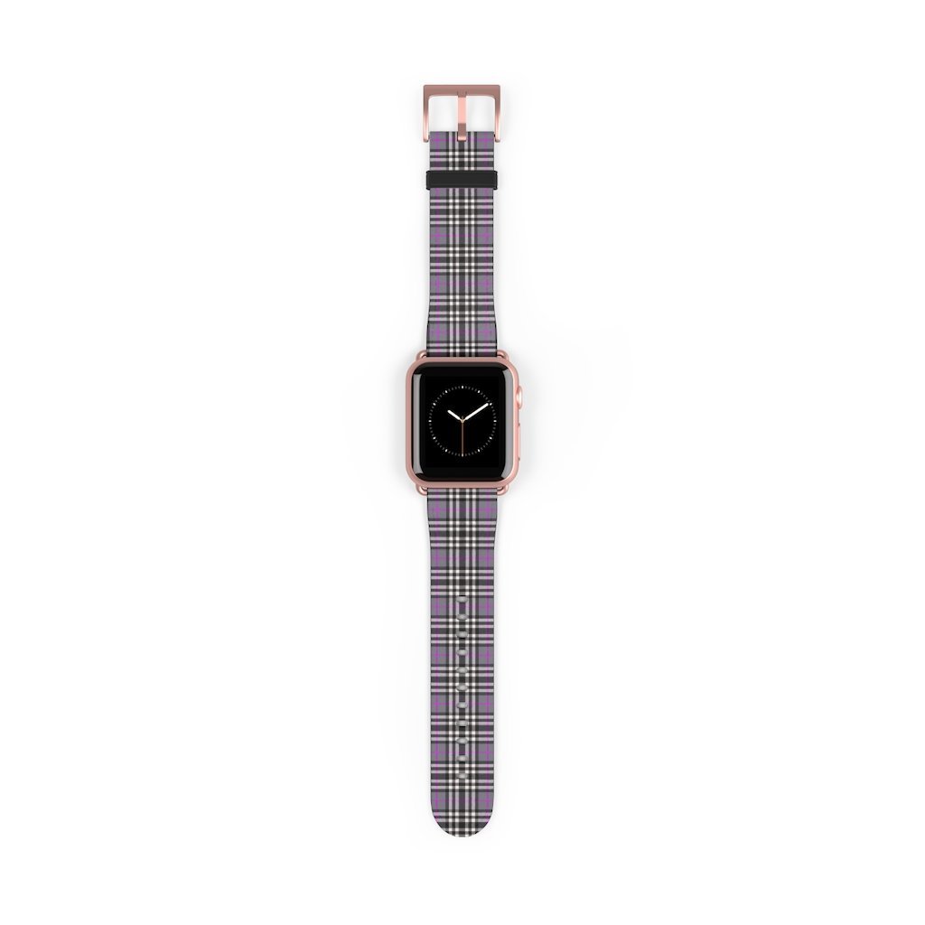 Grey & Pink Tartan plaid Apple Watch Band-Accessories-TaraHuntDesigns
