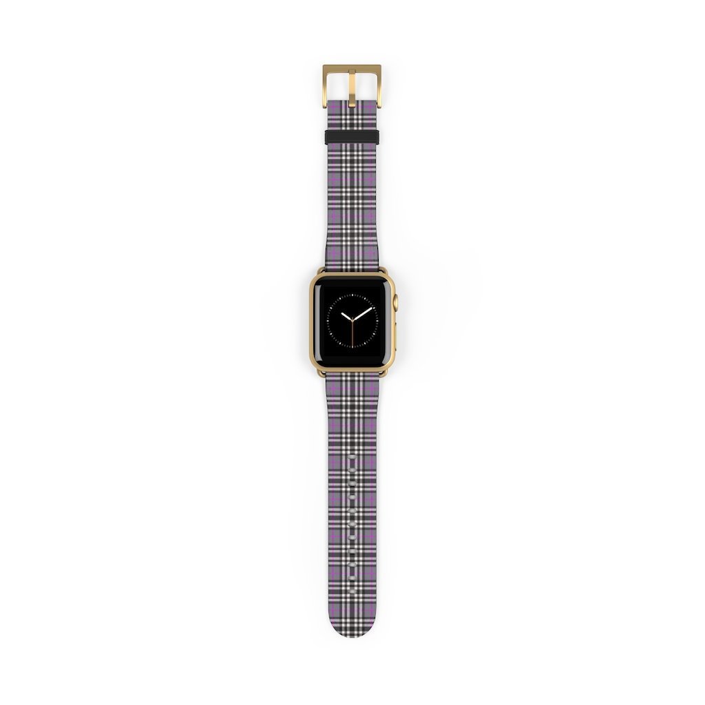 Grey & Pink Tartan plaid Apple Watch Band-Accessories-TaraHuntDesigns