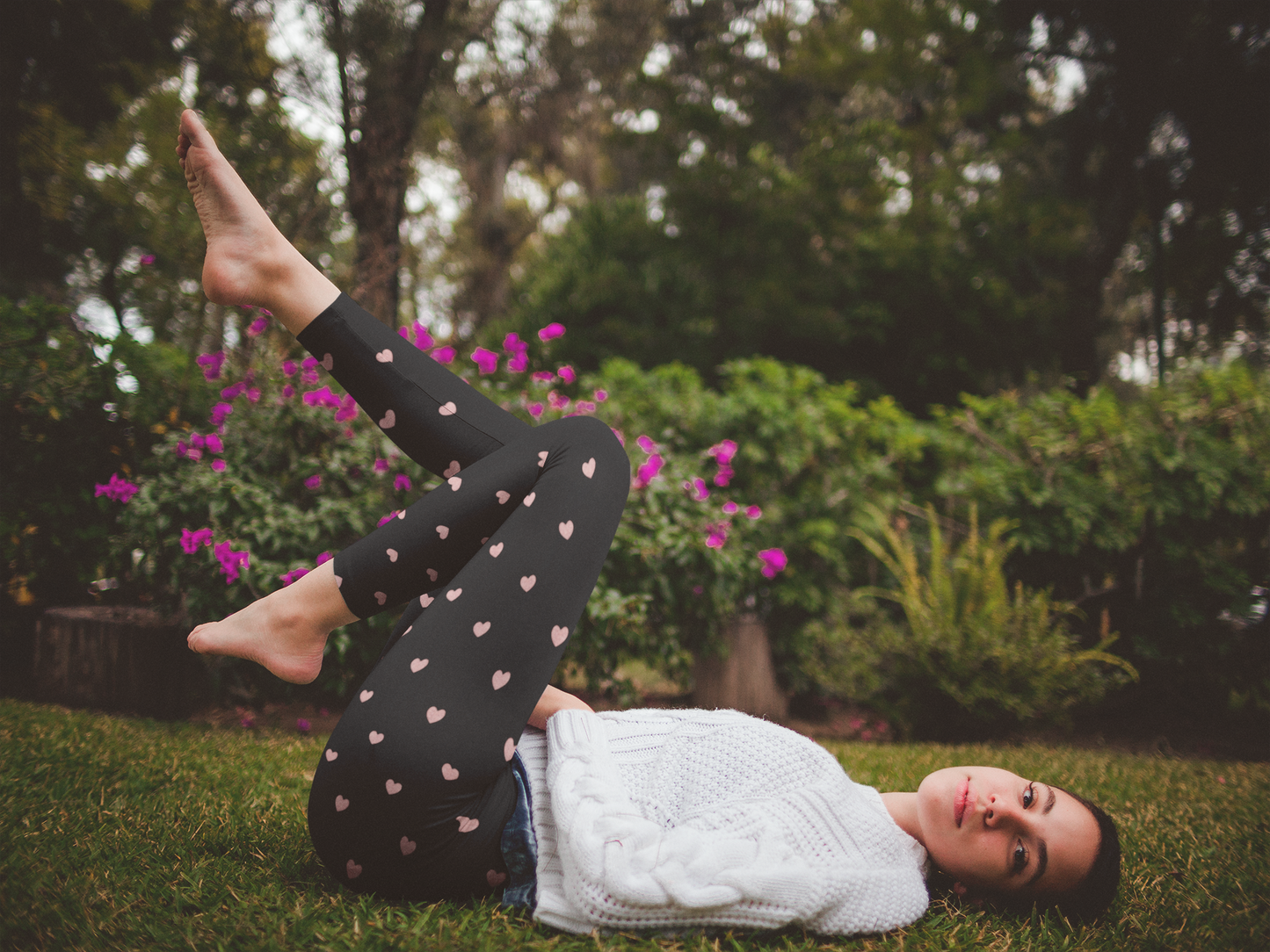 Crossover leggings with Side-pockets-Hearts