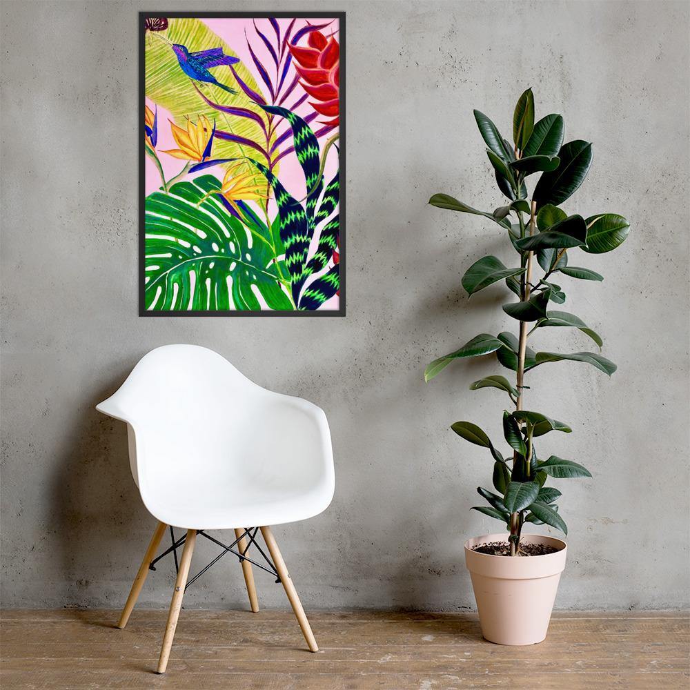 Bird of Paradise Botanical Print Framed poster-Framed Art Poster-TaraHuntDesigns