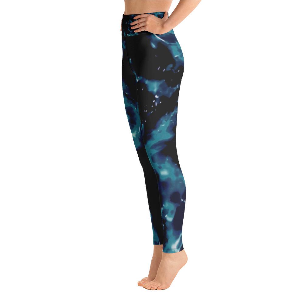 Ladies Leggings-Tie-dye Blue 4-Way Stretch with pocket-Leggings-TaraHuntDesigns