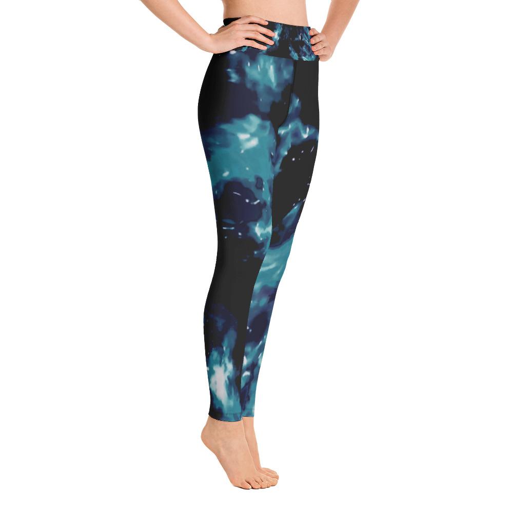 Ladies Leggings-Tie-dye Blue 4-Way Stretch with pocket-Leggings-TaraHuntDesigns