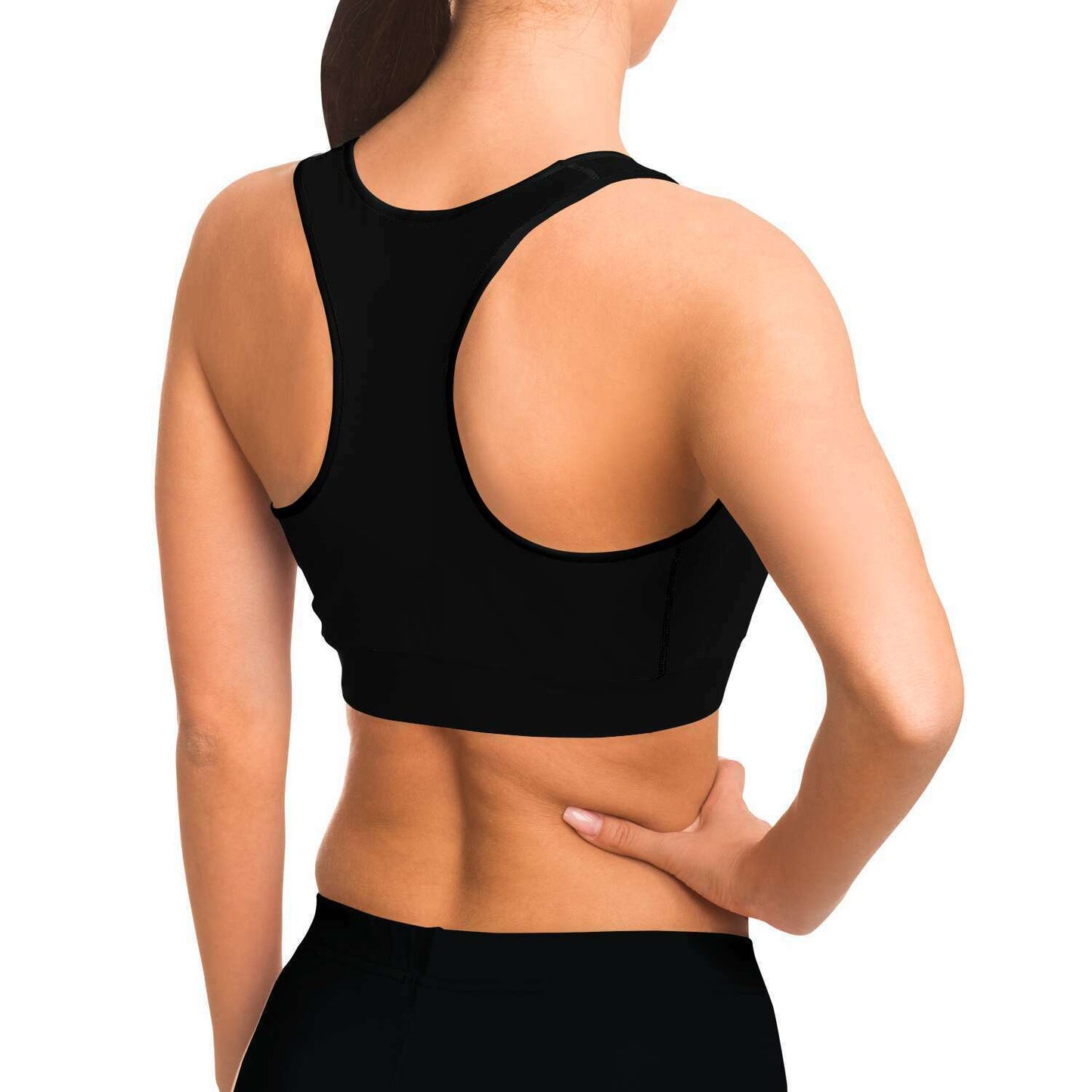 Ladies Moisture Wicking Athletic bra-Jet Black-Sports Bra - AOP-TaraHuntDesigns