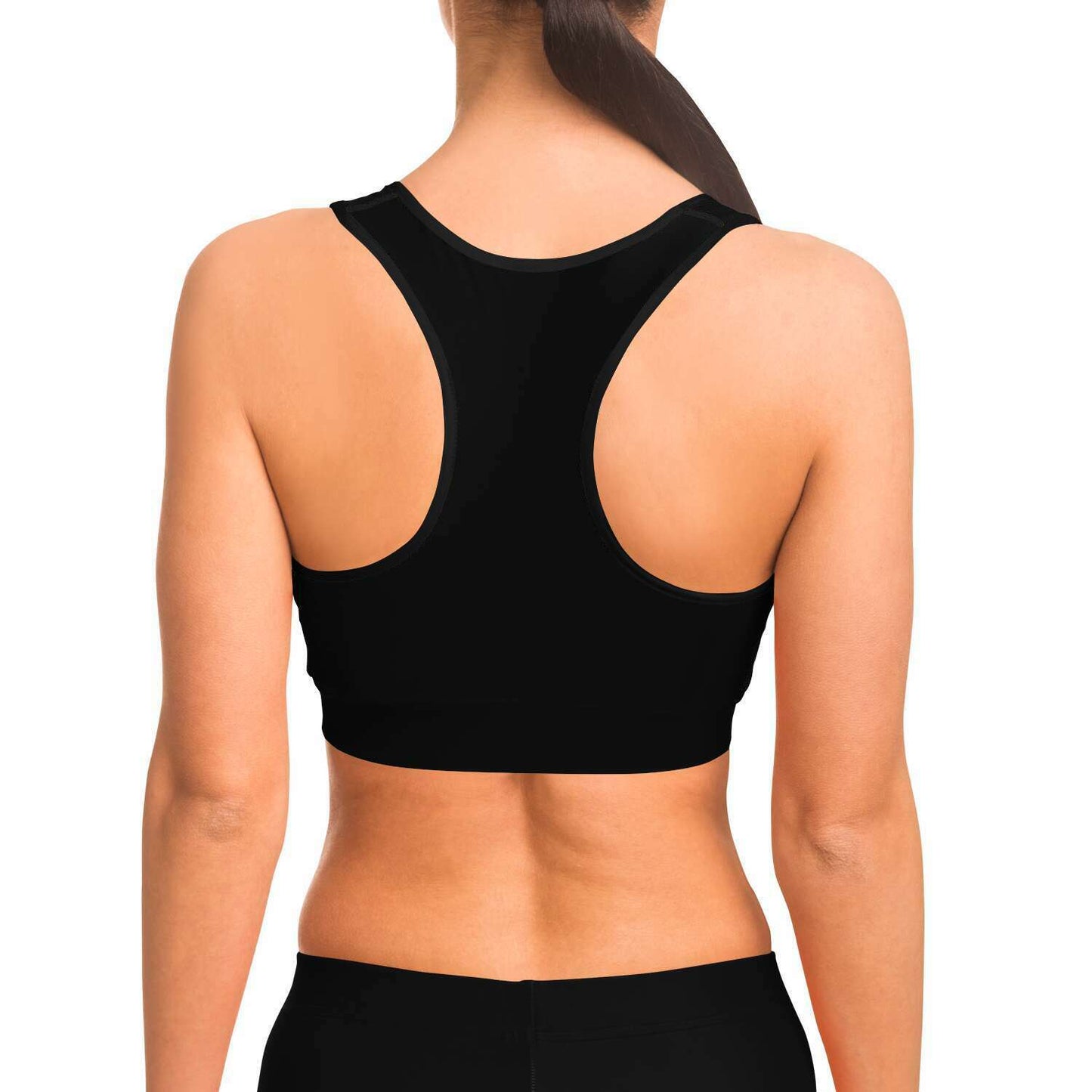 Ladies Moisture Wicking Athletic bra-Jet Black-Sports Bra - AOP-TaraHuntDesigns