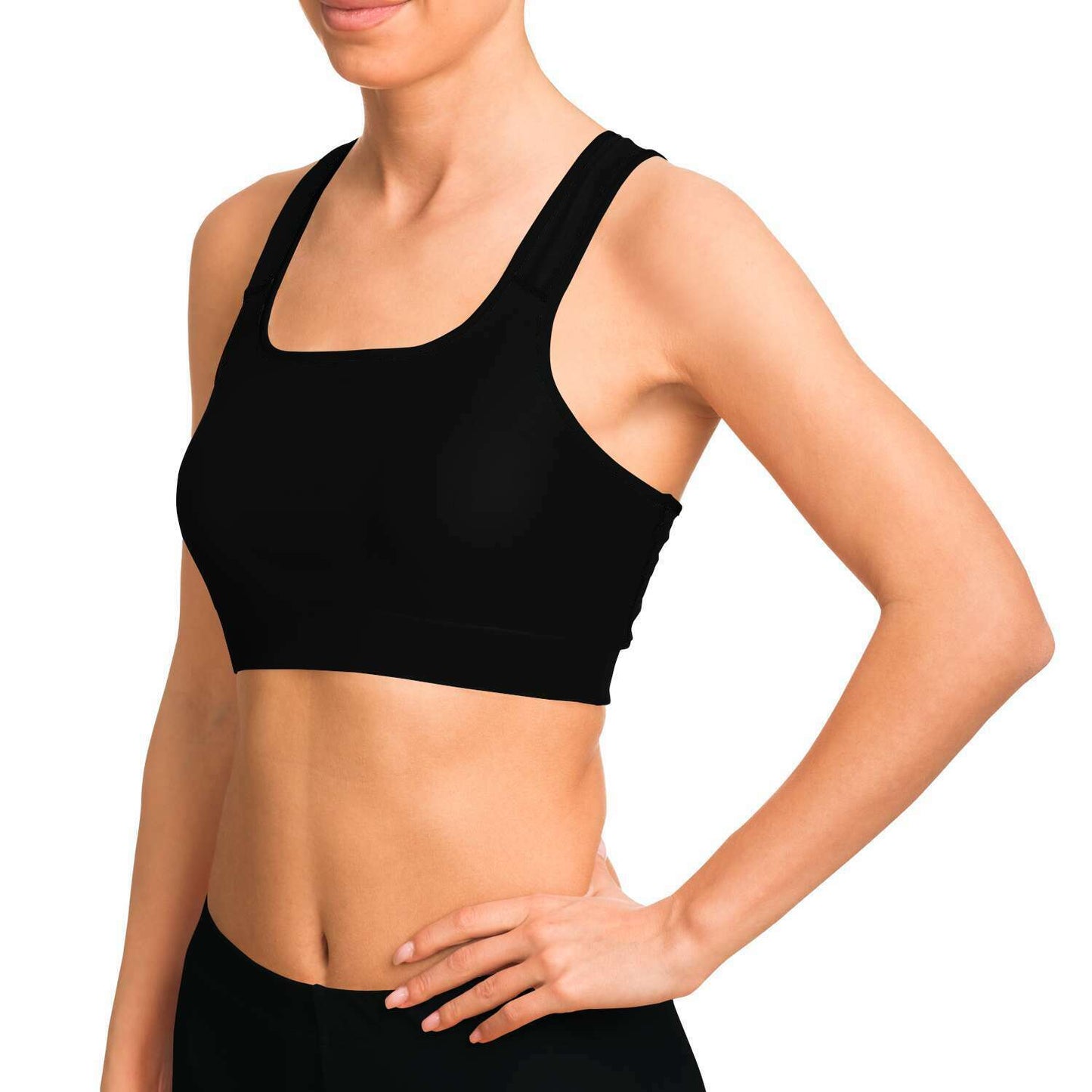 Ladies Moisture Wicking Athletic bra-Jet Black-Sports Bra - AOP-TaraHuntDesigns
