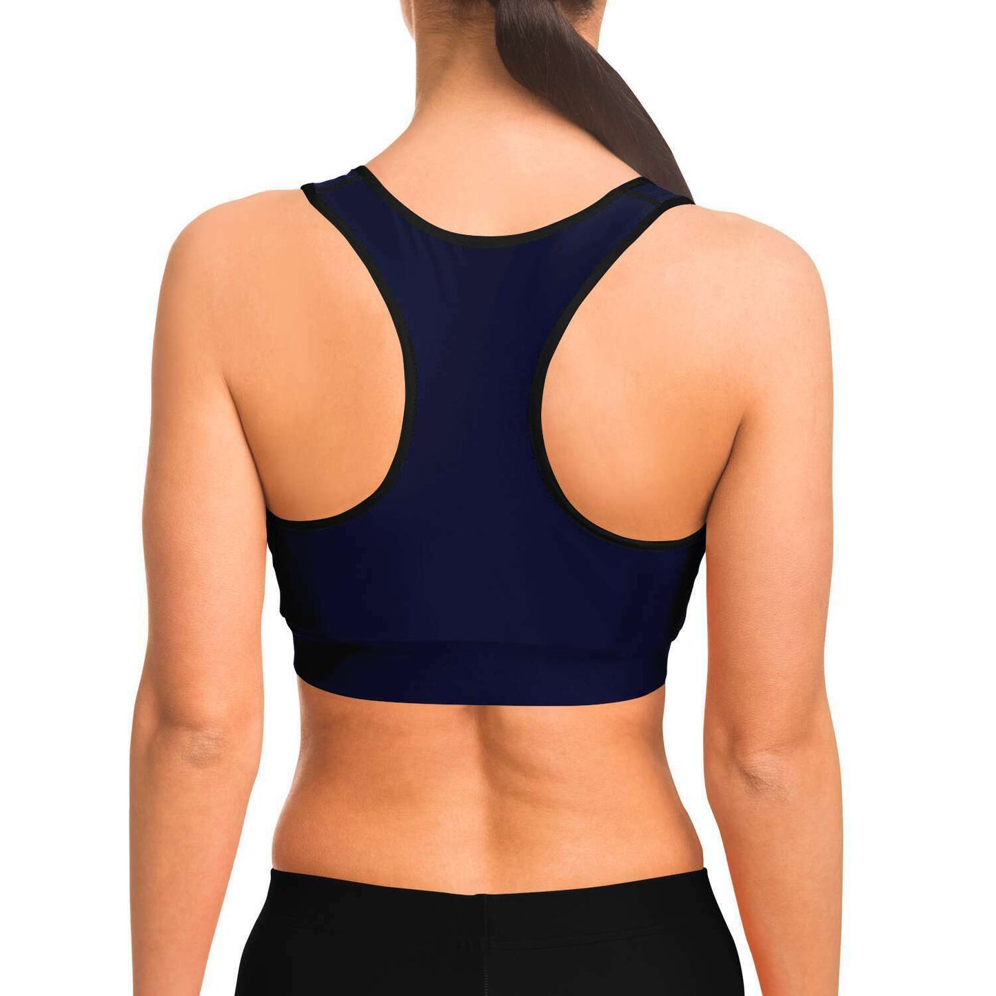 Ladies Moisture-Wicking Athletic Sports Bra-Marine Blue-Sports Bra - AOP-TaraHuntDesigns
