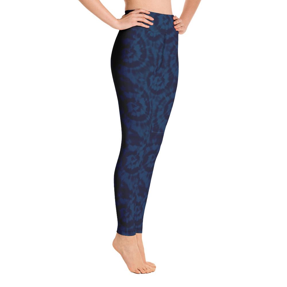 Ladies Tie Dye Yoga Leggings-Navy Tie-dye-TaraHuntDesigns