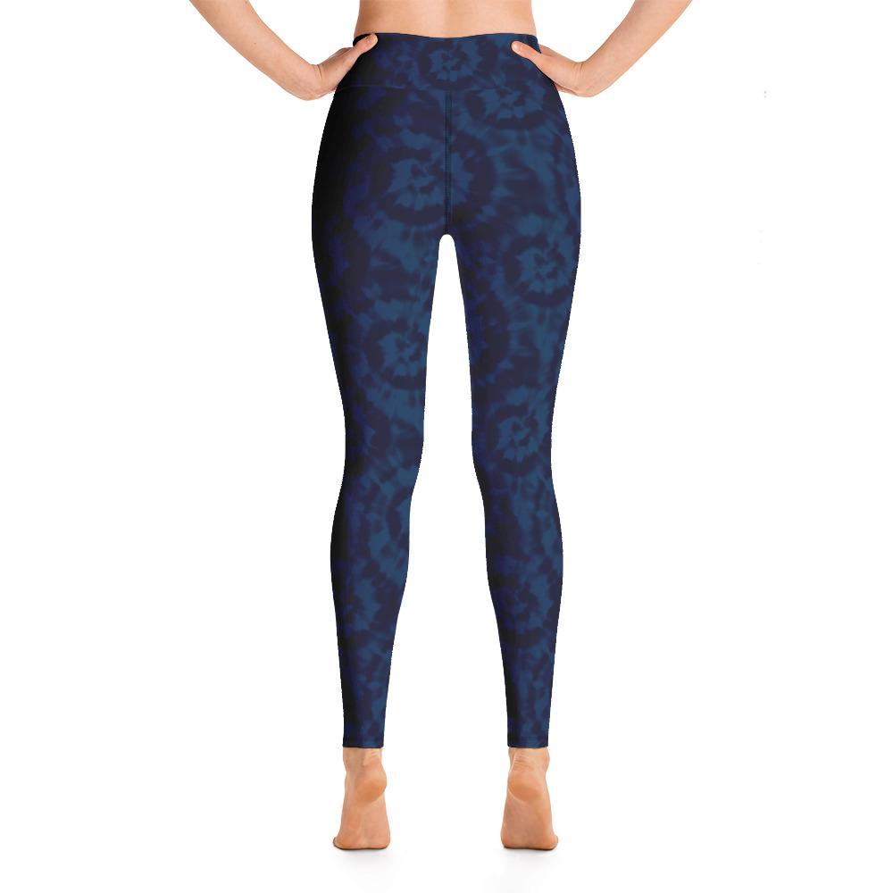 Ladies Tie Dye Yoga Leggings-Navy Tie-dye-TaraHuntDesigns