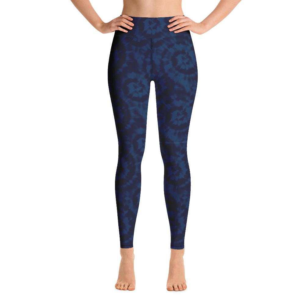 Ladies Tie Dye Yoga Leggings-Navy Tie-dye-TaraHuntDesigns