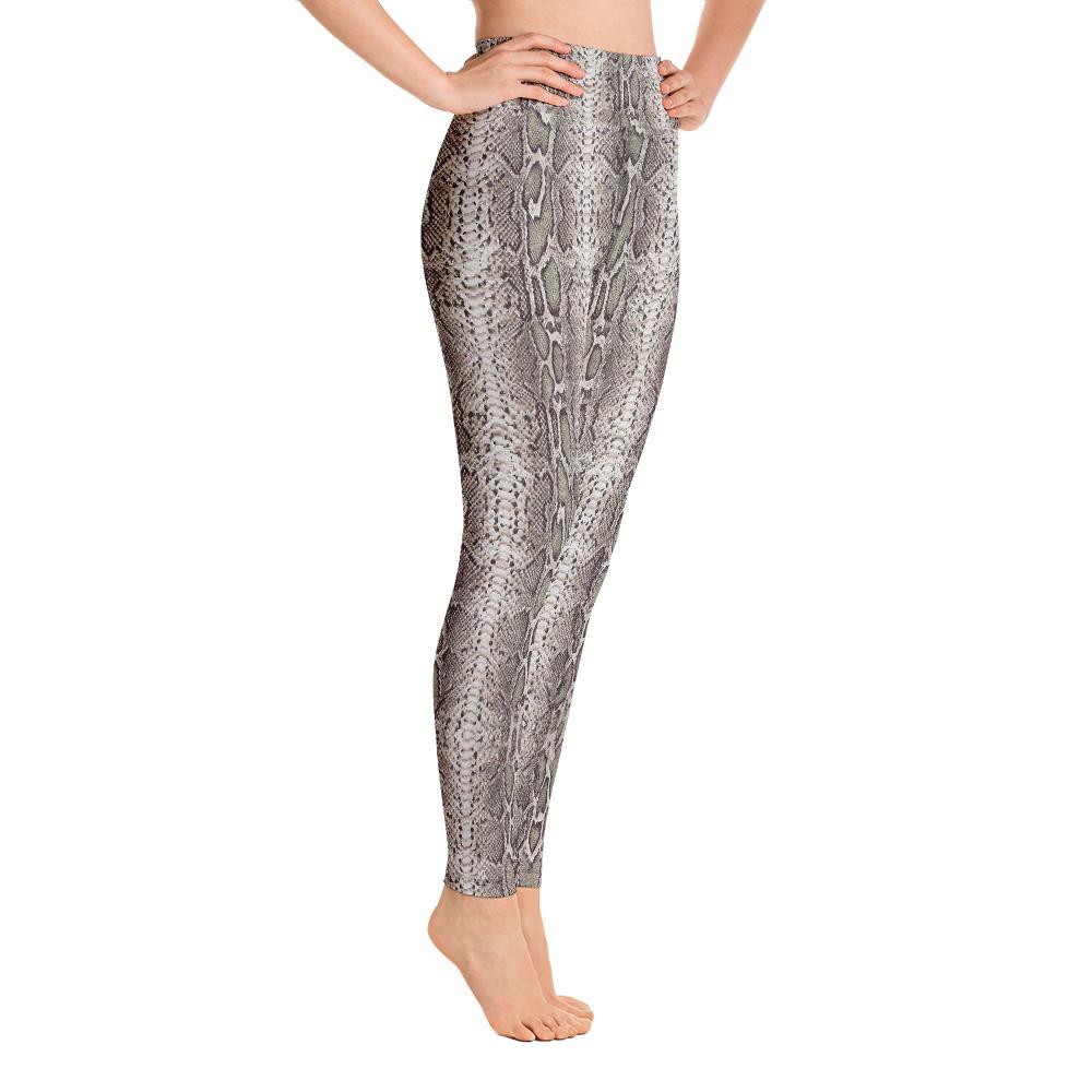 Ladies Snakeskin print Yoga Leggings-Natural-TaraHuntDesigns