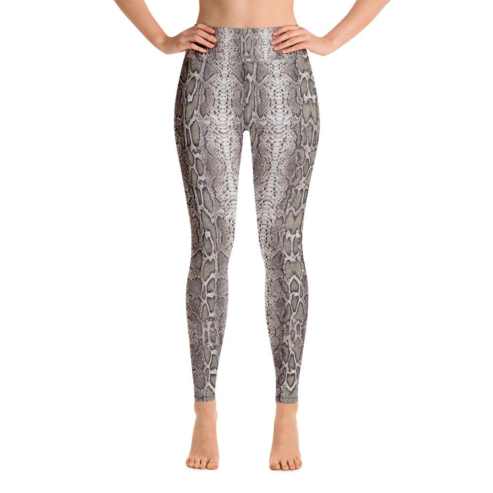 Ladies Snakeskin print Yoga Leggings-Natural-TaraHuntDesigns