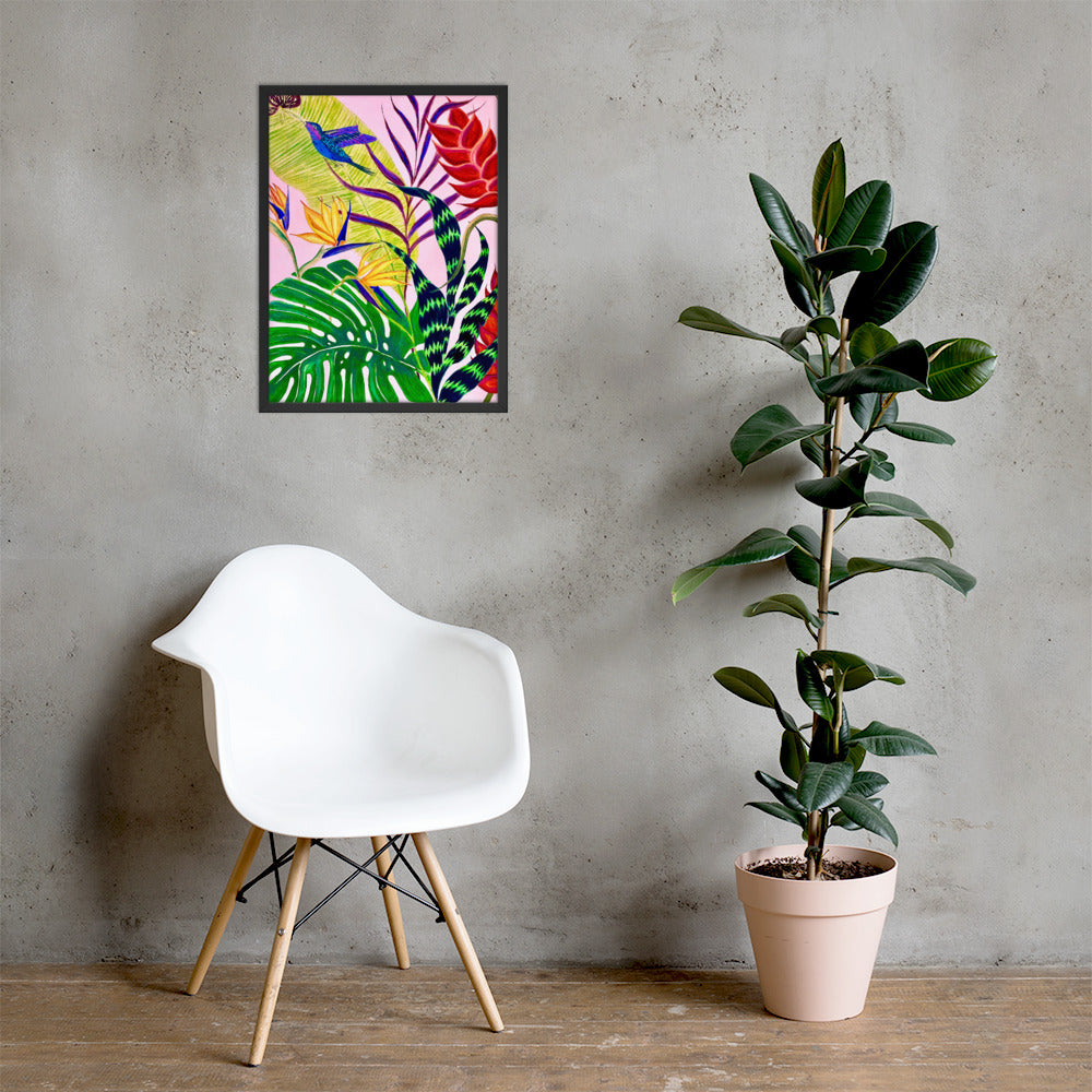 Bird of Paradise Botanical Print Framed poster-Framed Art Poster-TaraHuntDesigns