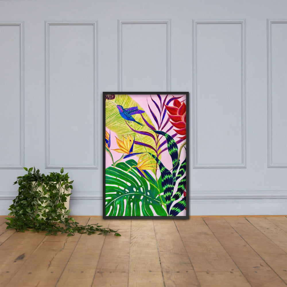 Bird of Paradise Botanical Print Framed poster-Framed Art Poster-TaraHuntDesigns