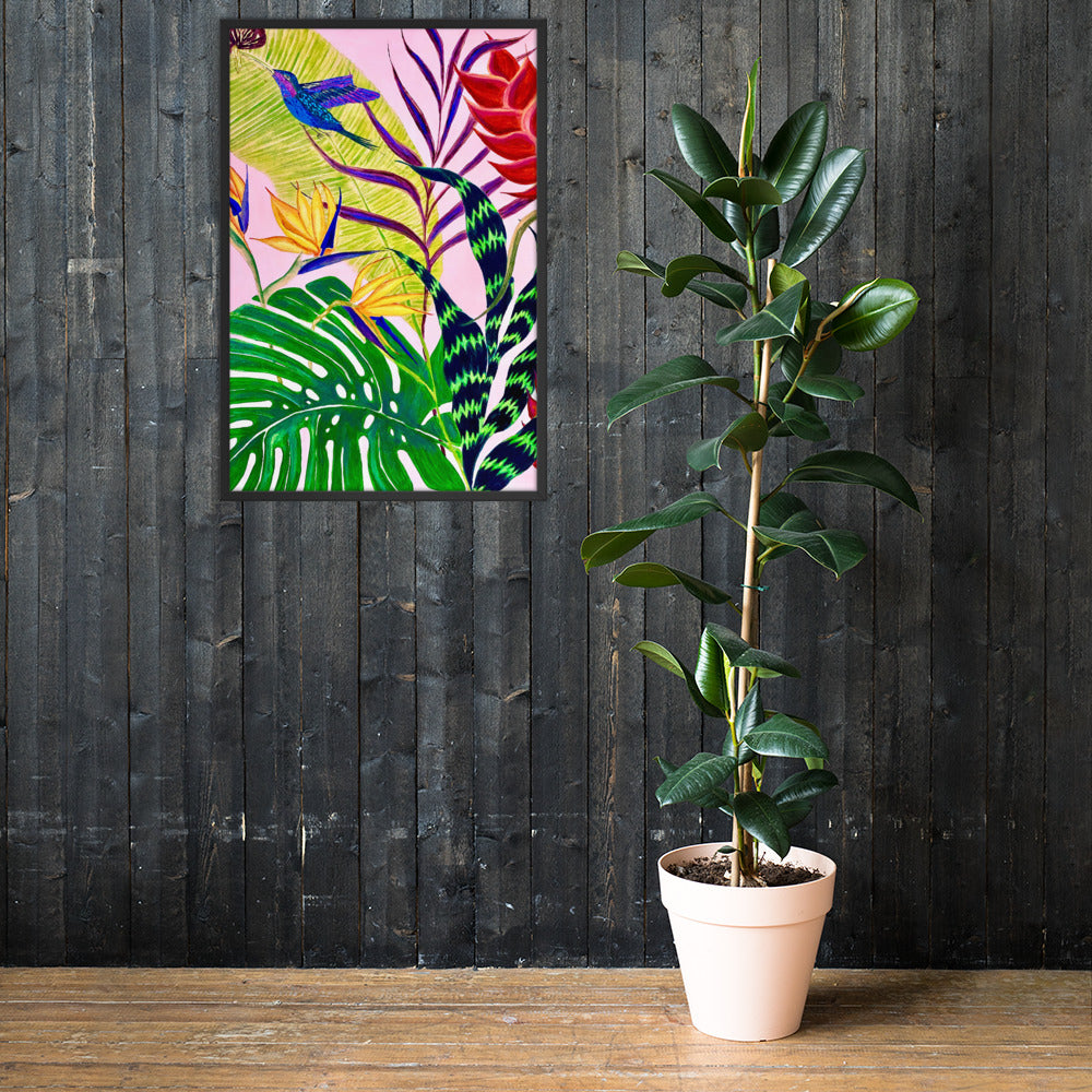 Bird of Paradise Botanical Print Framed poster-Framed Art Poster-TaraHuntDesigns