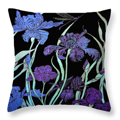Night Irises - Throw Pillow