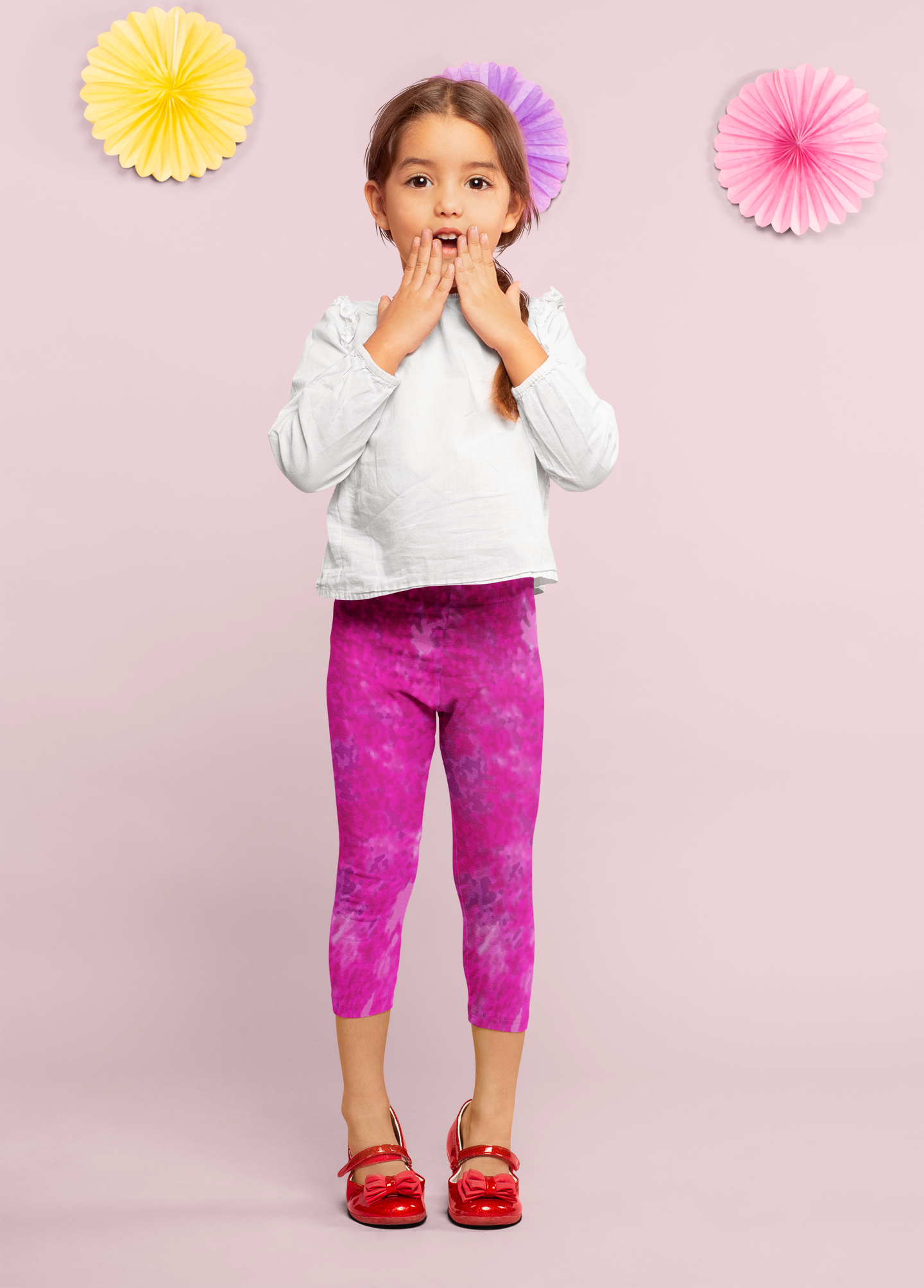 Girl's Leggings (2T-7 yrs) -Pink Wisteria-kids Leggings-TaraHuntDesigns