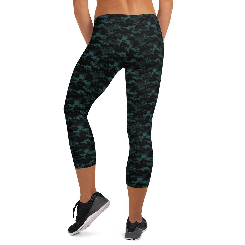 Teal Camo Capri Leggings-TaraHuntDesigns