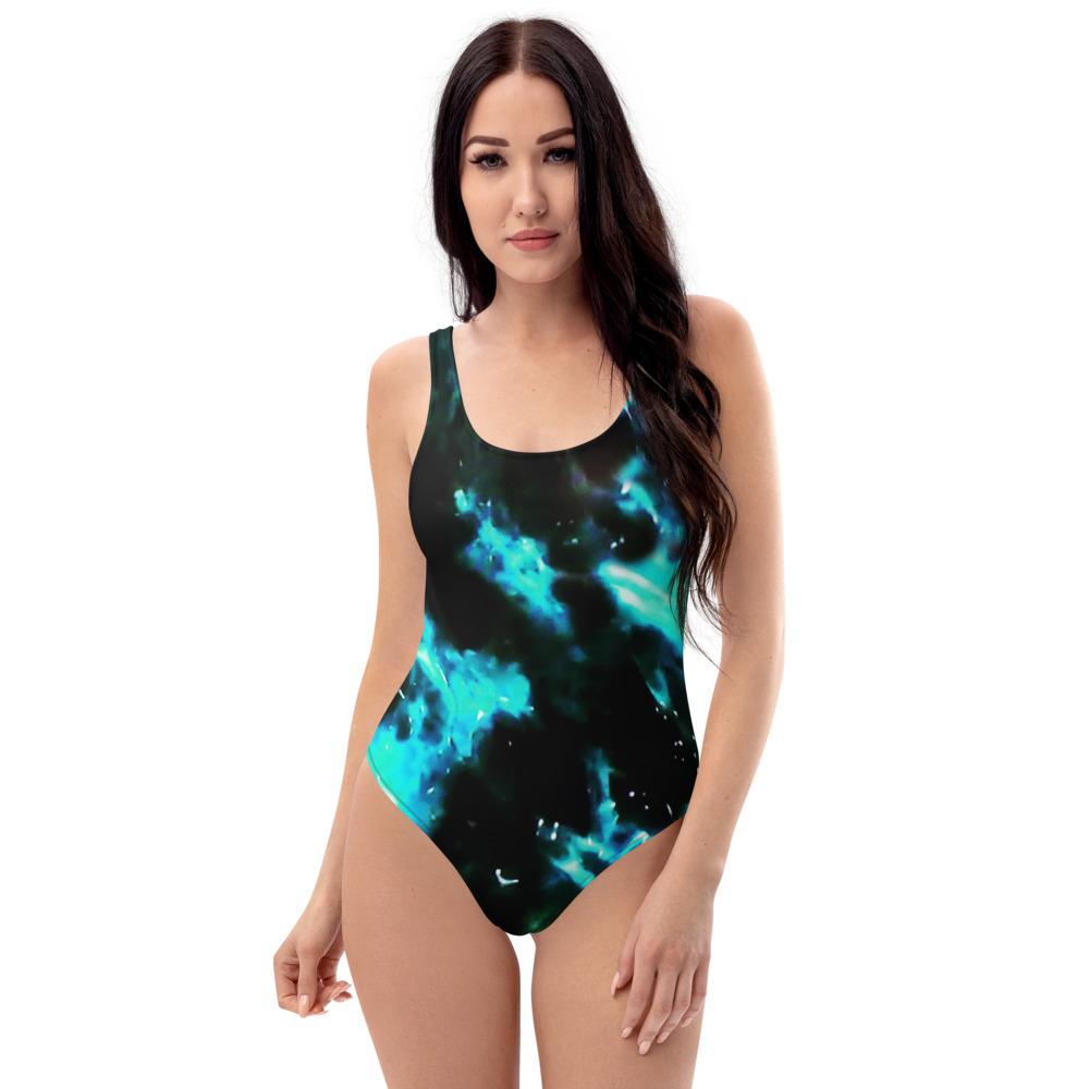 Teal Cenote One-piece Swimsuit-Women's Bathing suits-TaraHuntDesigns