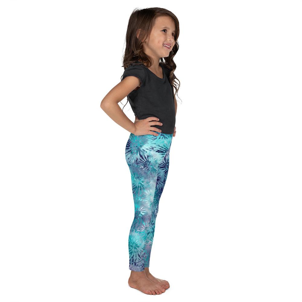 Girl's Leggings-Blue Waterscape Tie-Dye-TaraHuntDesigns