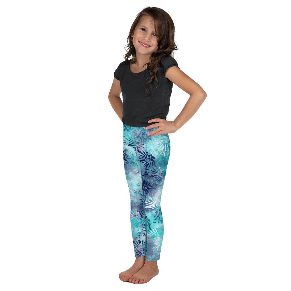 Girl's Leggings-Blue Waterscape Tie-Dye-TaraHuntDesigns