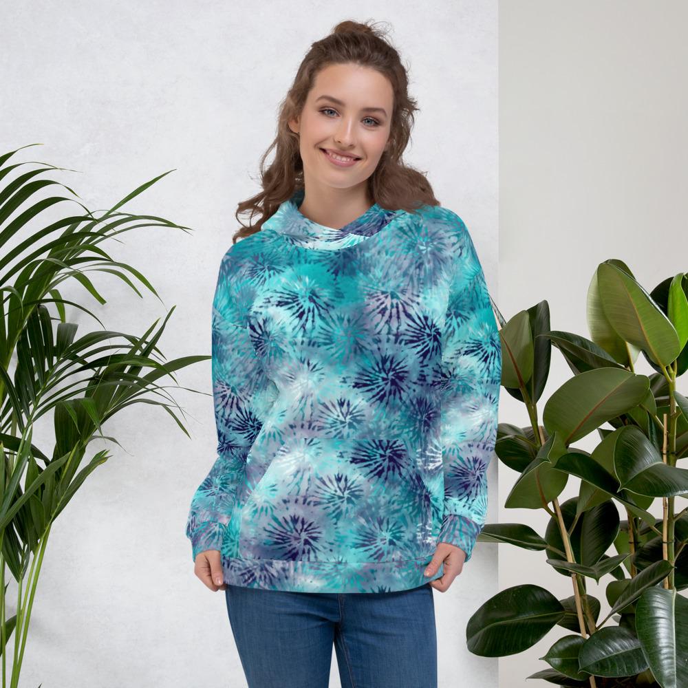 Tie-Dye Adult & Teen Hoodie with FLEECE interior-Waterscape-TaraHuntDesigns