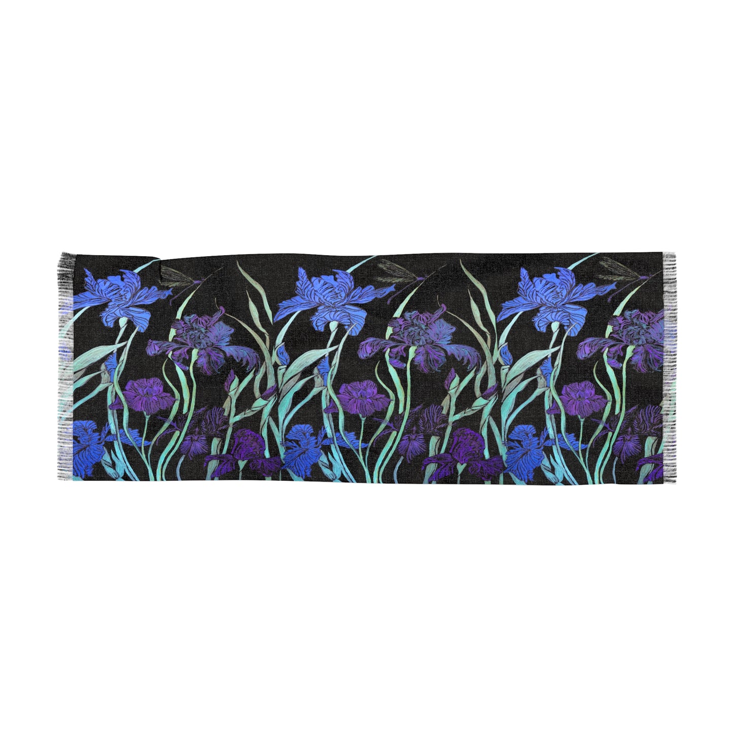Hand Painted Scarf-Night Irises