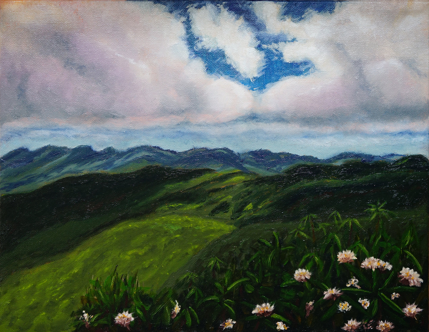Emerald Mountains meet the sky-Original Painting