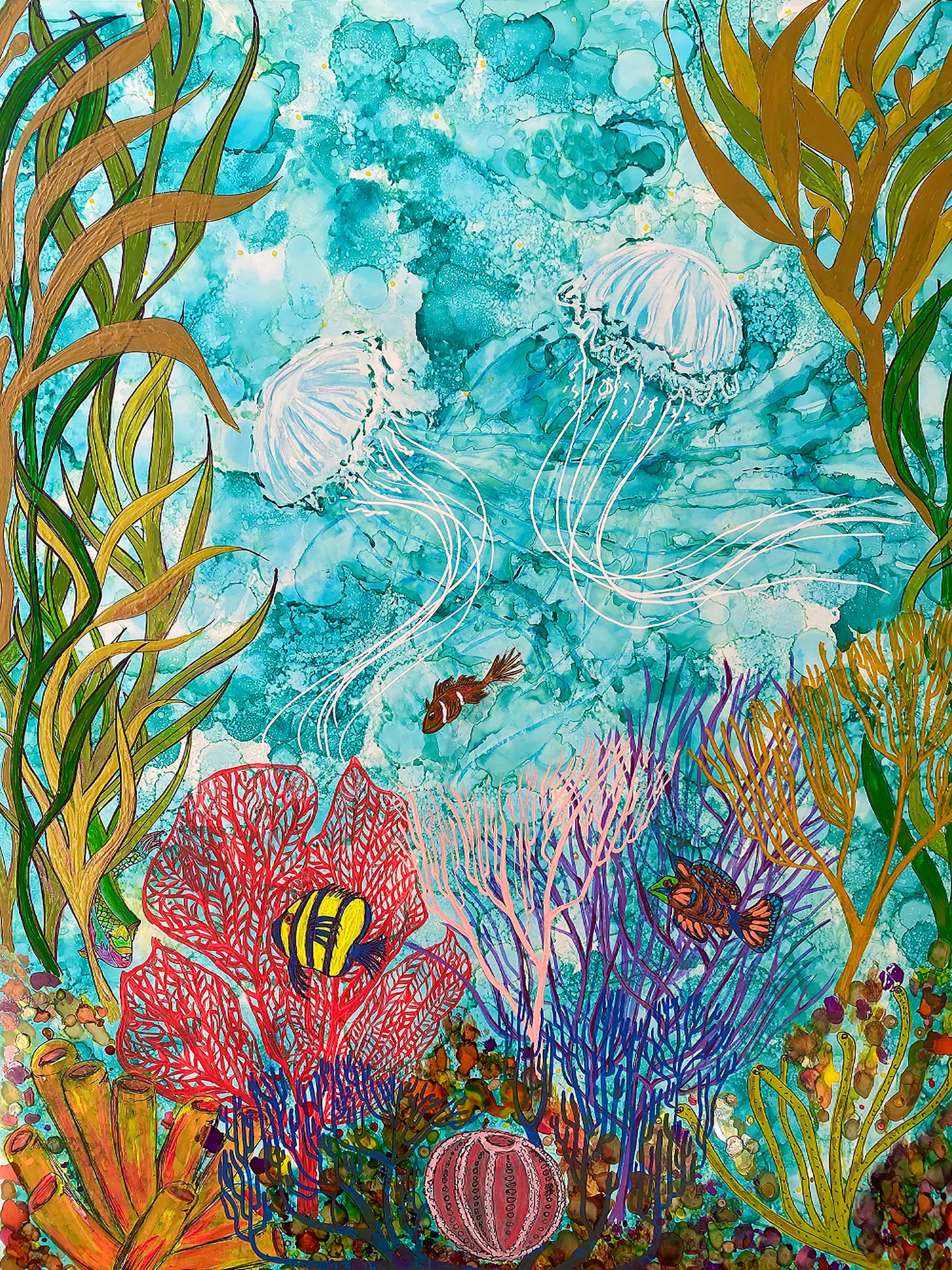 Jellies on the Rise Original Alcohol Art Painting