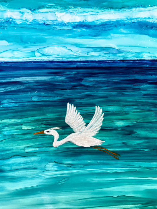 Great White Heron Original Painting