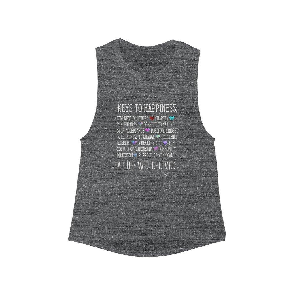 "Keys to Happiness"  Ladies Flowy Scoop Muscle Tank - TaraHuntDesigns