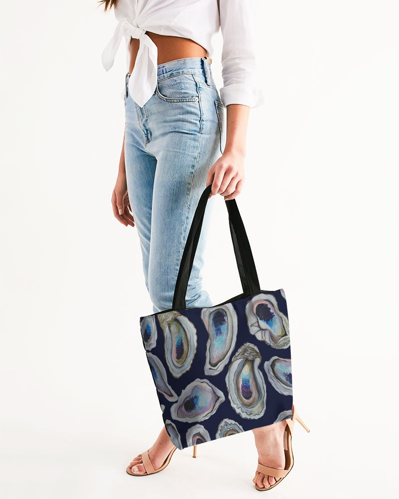 Oysters Navy Canvas Zip Tote