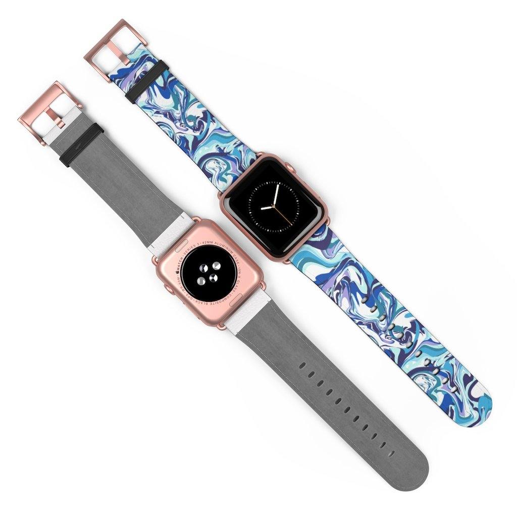 Acrylic Pour Blue Watch Band-Accessories-TaraHuntDesigns