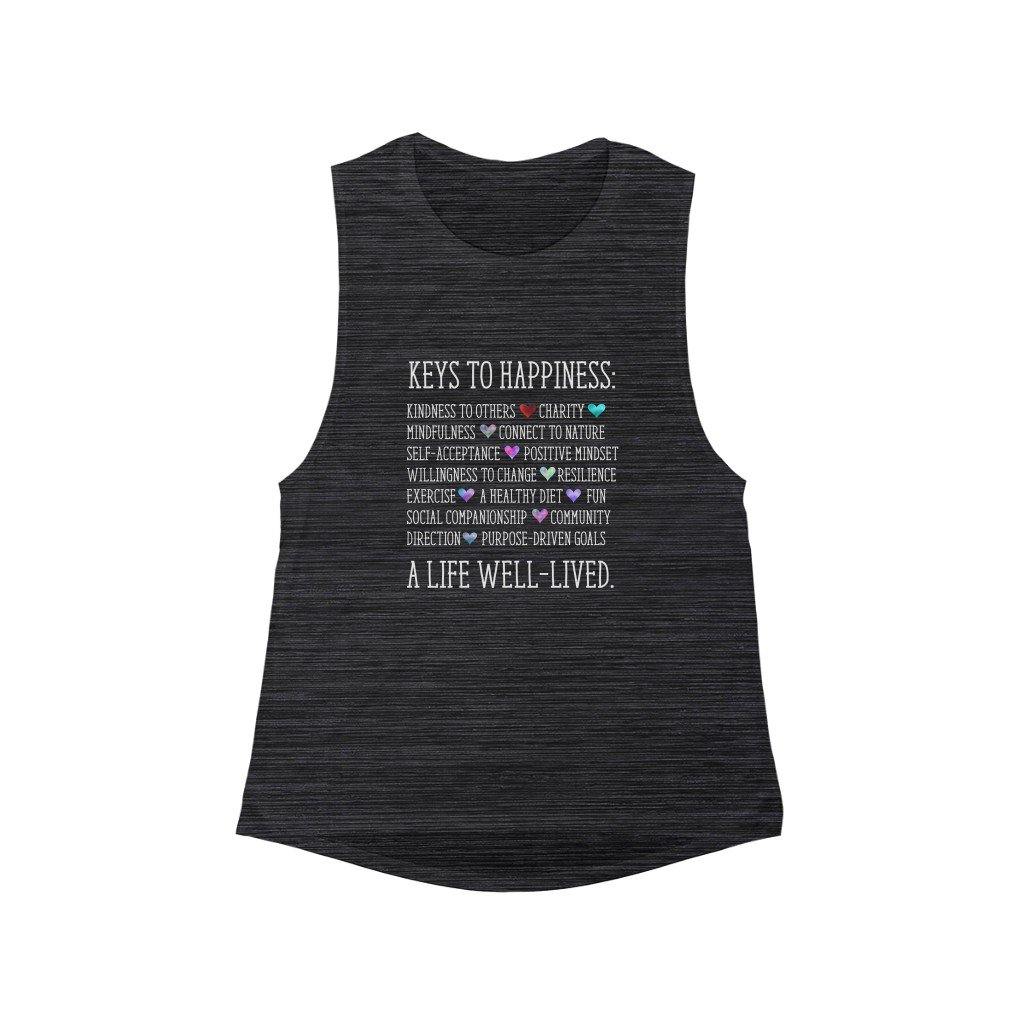 "Keys to Happiness"  Ladies Flowy Scoop Muscle Tank - TaraHuntDesigns