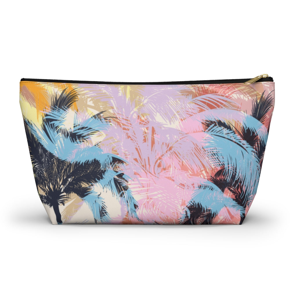 Accessory Pouch w T-bottom- Yellow Palm