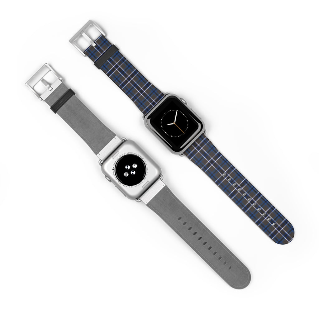 Grey Blue Tartan plaid Apple Watch Band-Accessories-TaraHuntDesigns