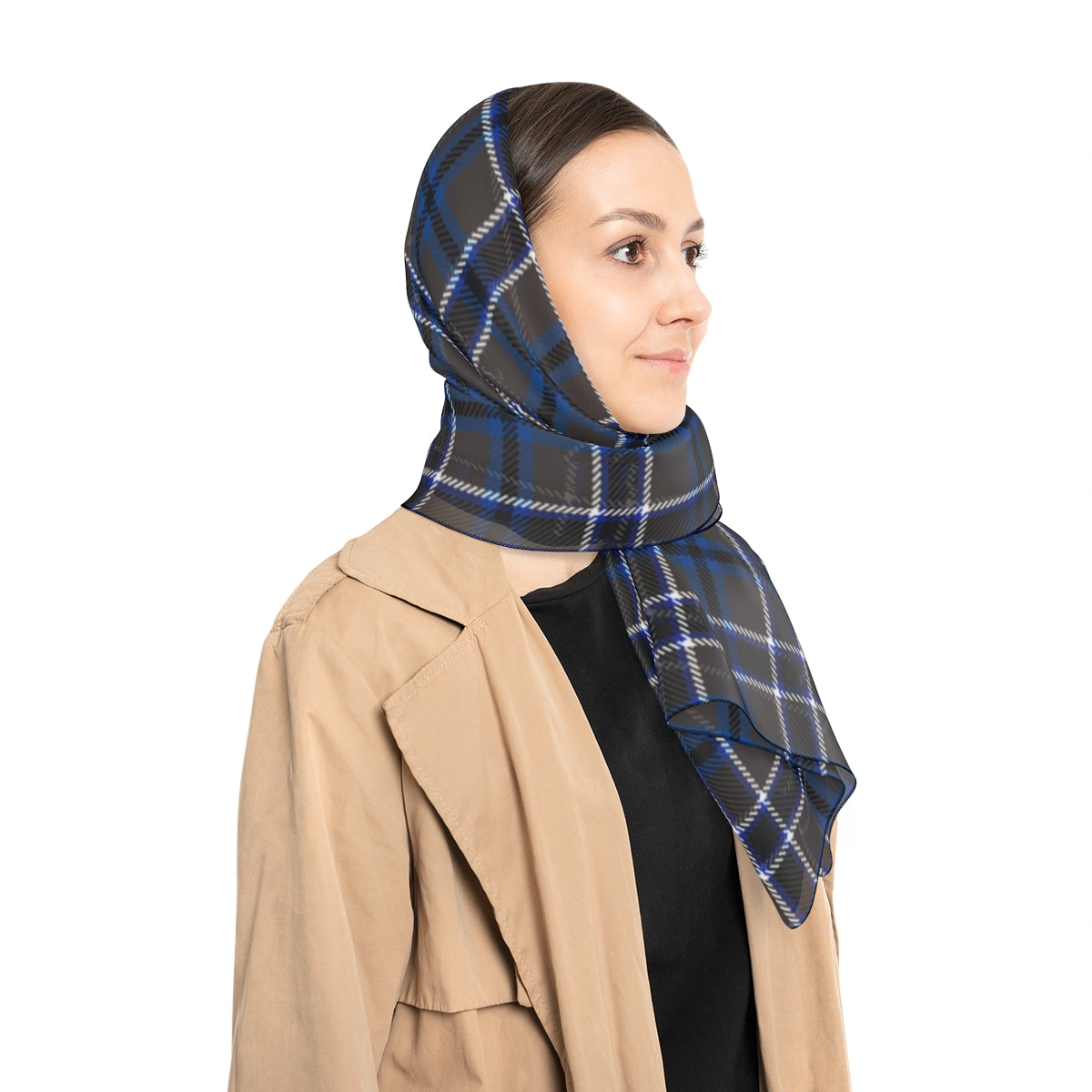 Poly Scarf-Blue plaid