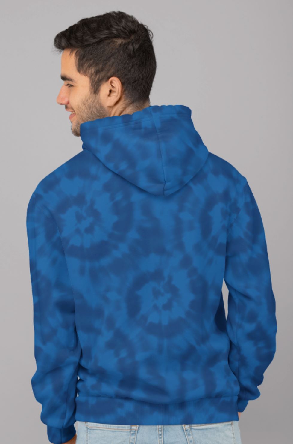 Tie-Dye Blue Unisex Hoodie with Fleece interior-Hoodie-TaraHuntDesigns