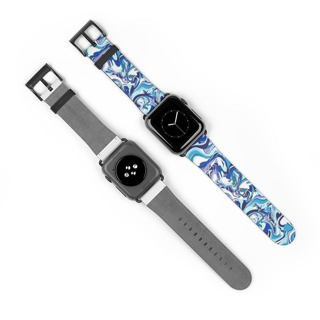 Acrylic Pour Blue Watch Band-Accessories-TaraHuntDesigns