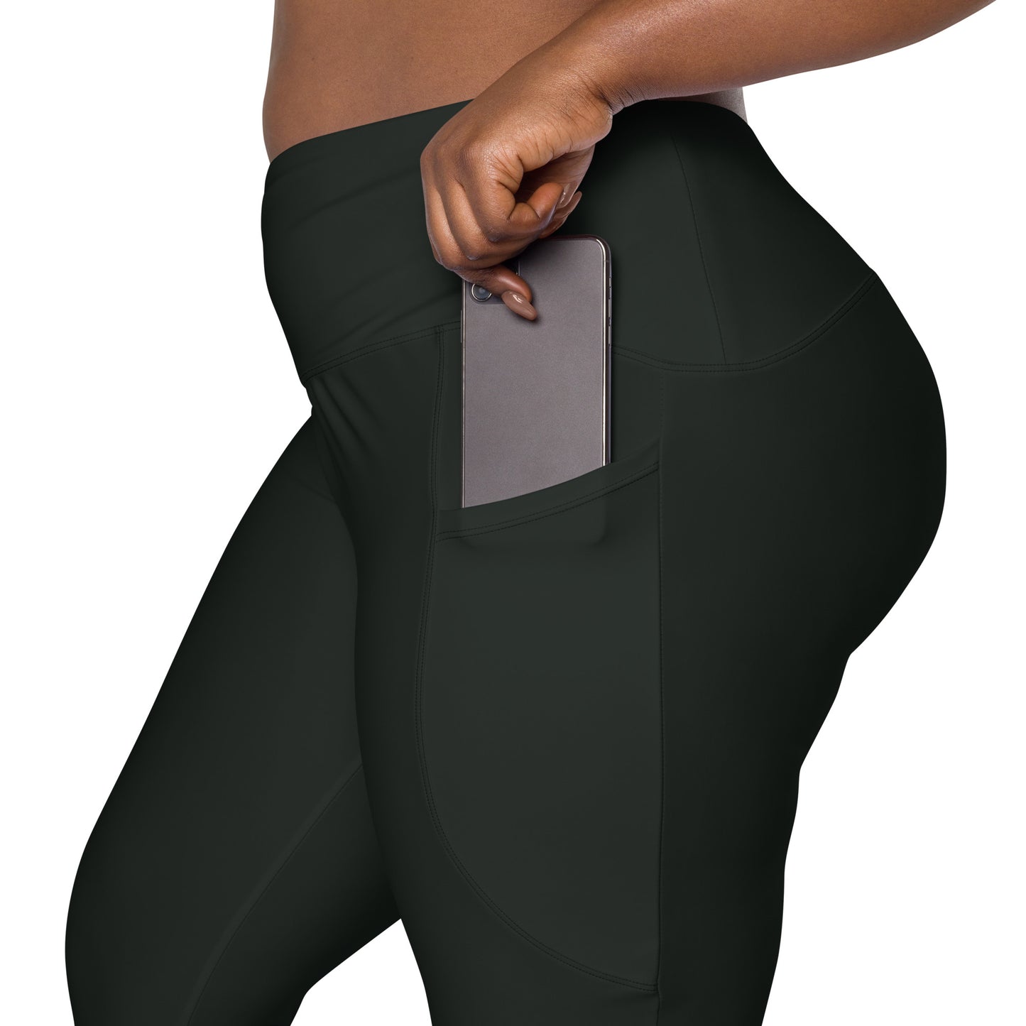 Crossover leggings with Side-pockets-Olive