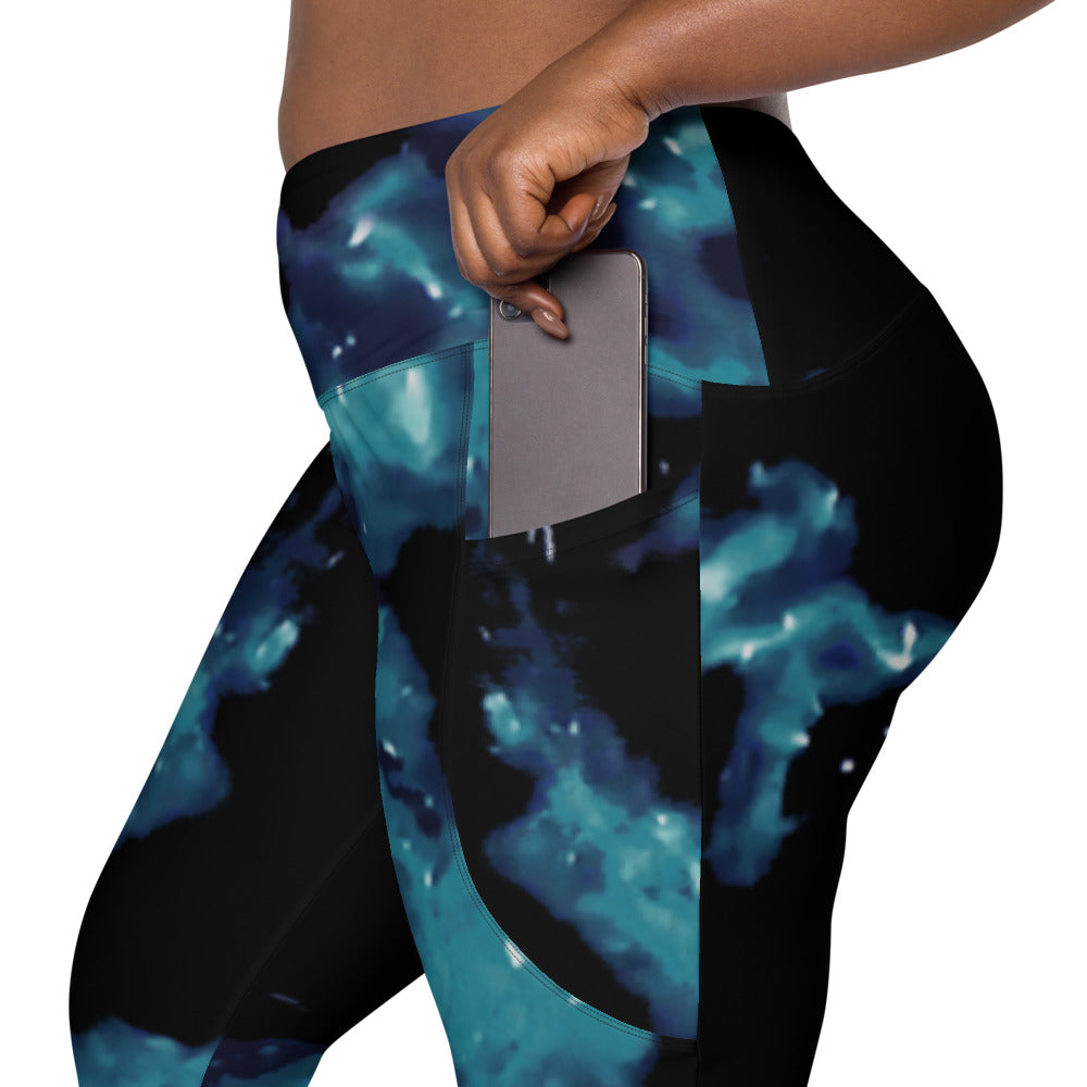 Leggings with pockets-Teal Cenote