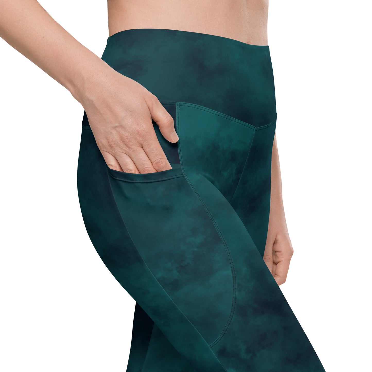Side pocket leggings-Emerald Tie-Dye
