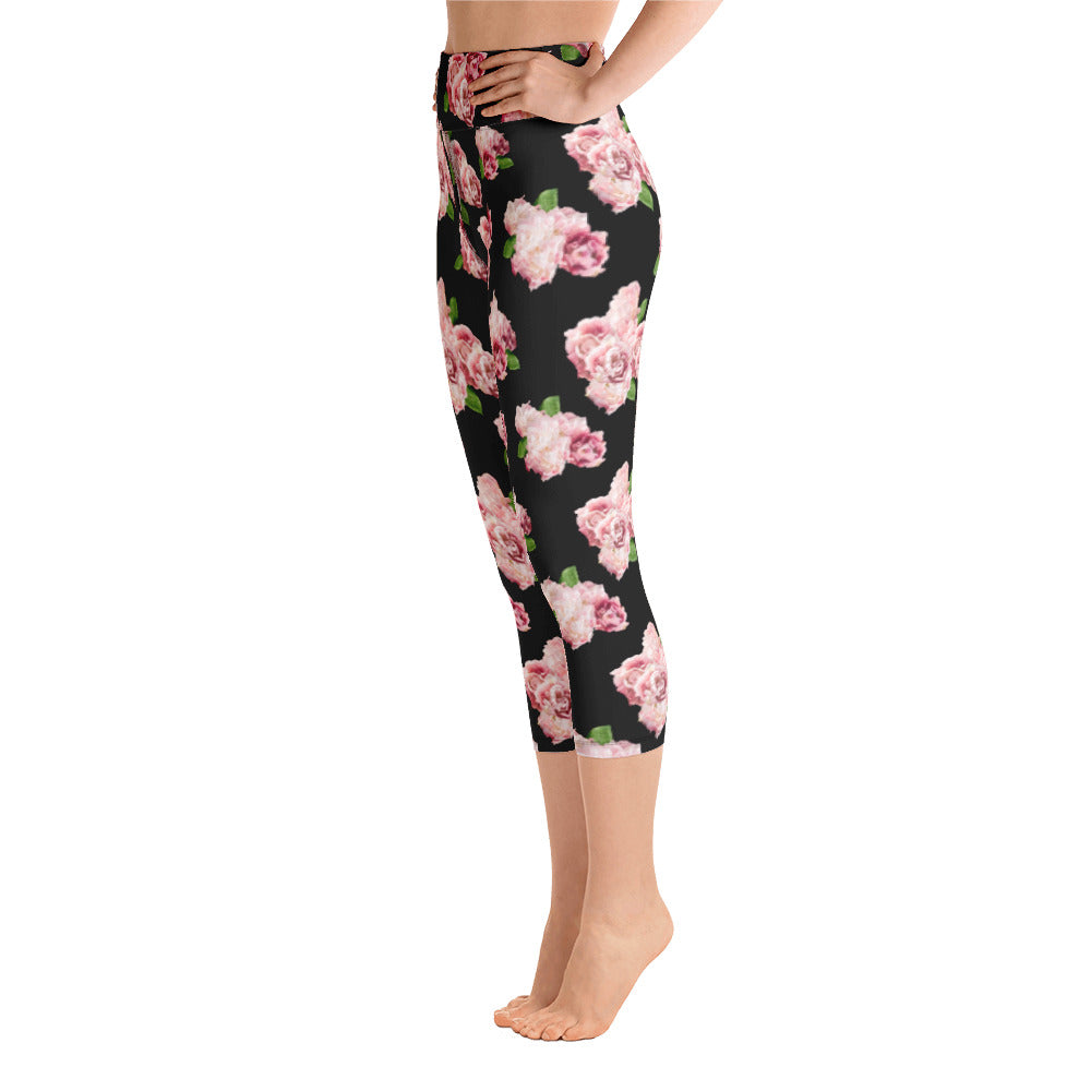 Yoga Capri Leggings-Spring Roses