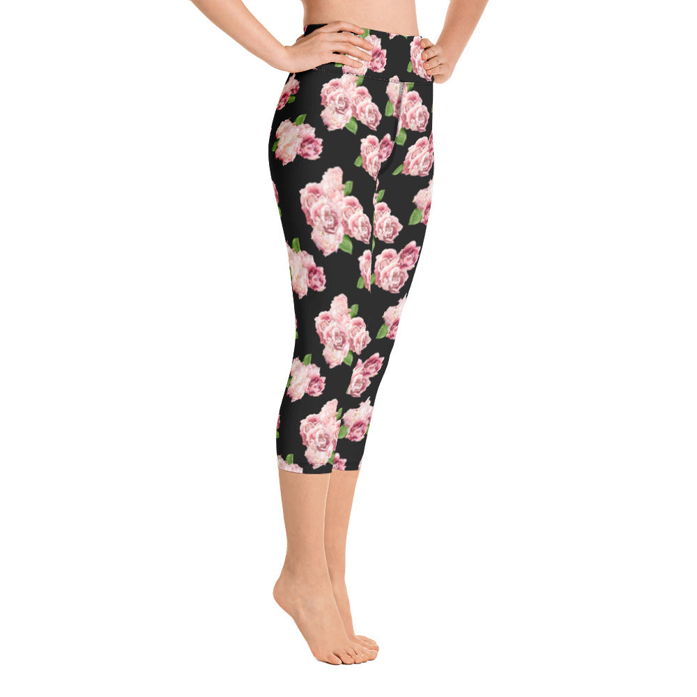 Yoga Capri Leggings-Spring Roses