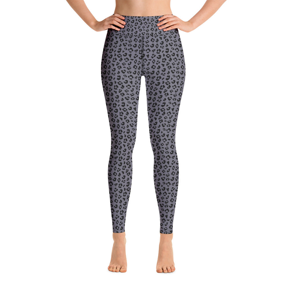 High-Waist Yoga leggings-Grey Cheetah