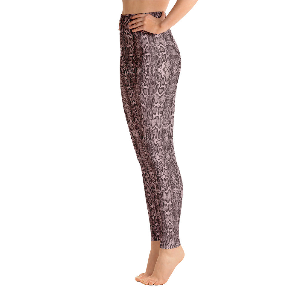 Pink Leopard Yoga Pants, High Waisted Yoga Pants