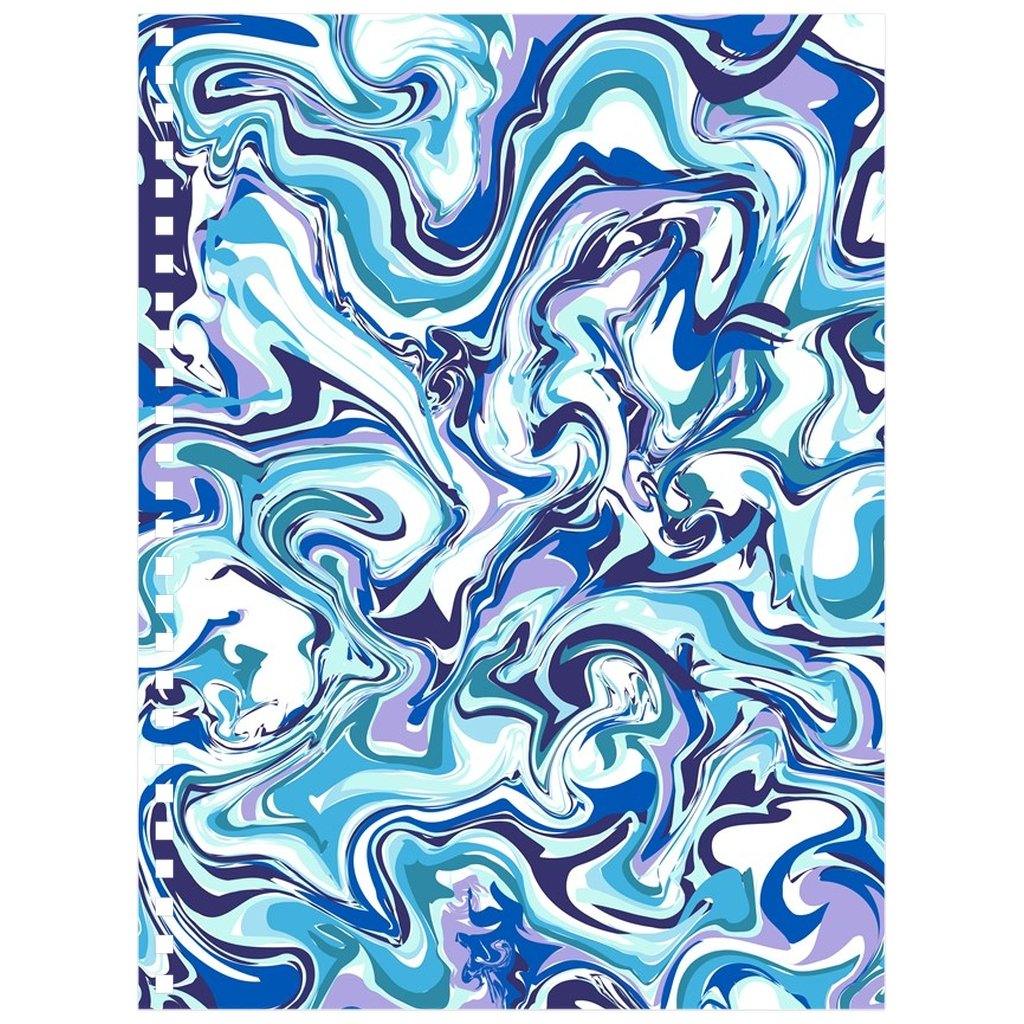 Blue Acrylic Pour Small Notebook (6.5 in X 8.75 in.)-TaraHuntDesigns