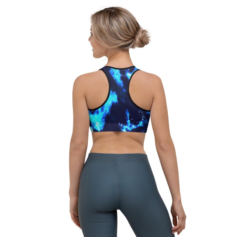 Ladies Hi-Support Sports bra-Blue Cenote-TaraHuntDesigns