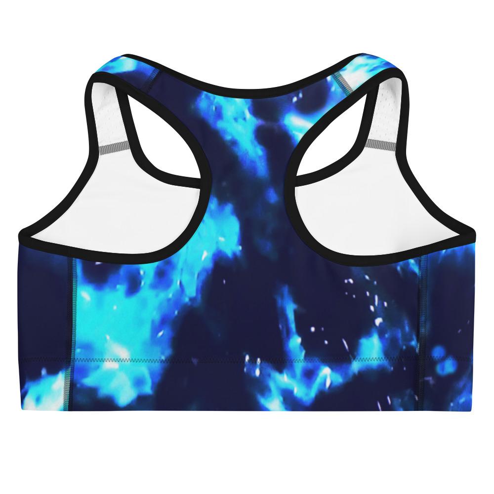 Ladies Hi-Support Sports bra-Blue Cenote-TaraHuntDesigns