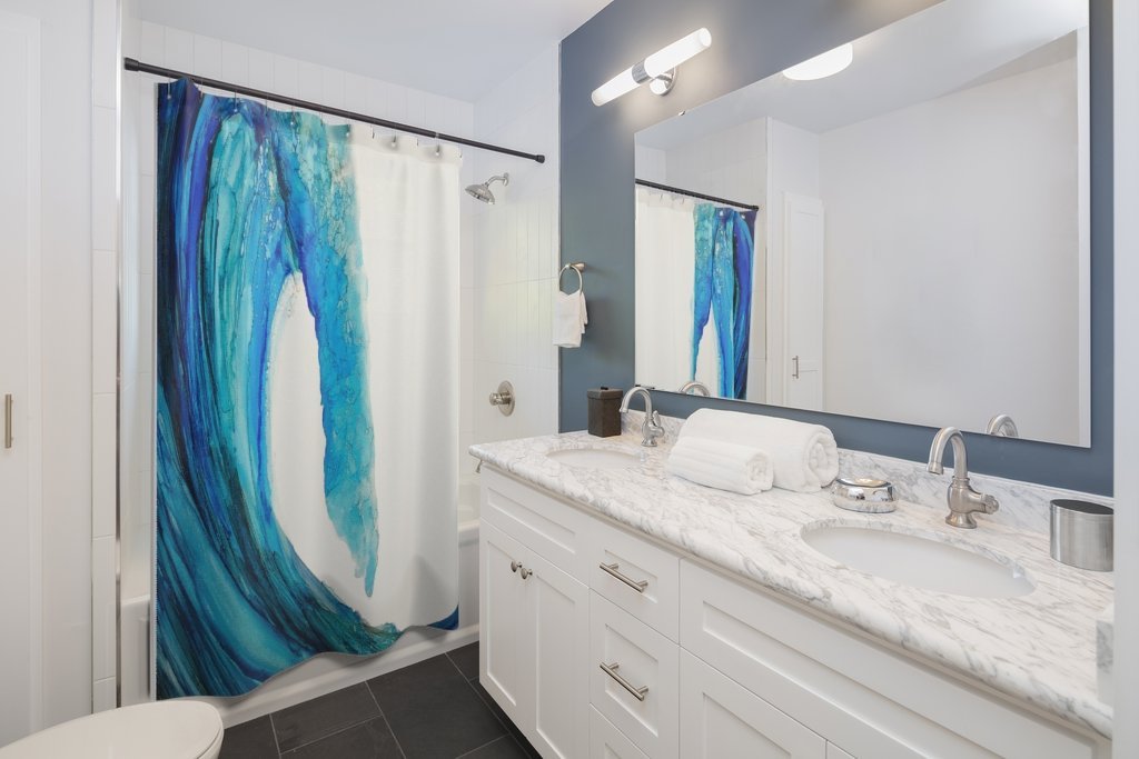 Blue Wave Shower Curtain-Home Decor-TaraHuntDesigns