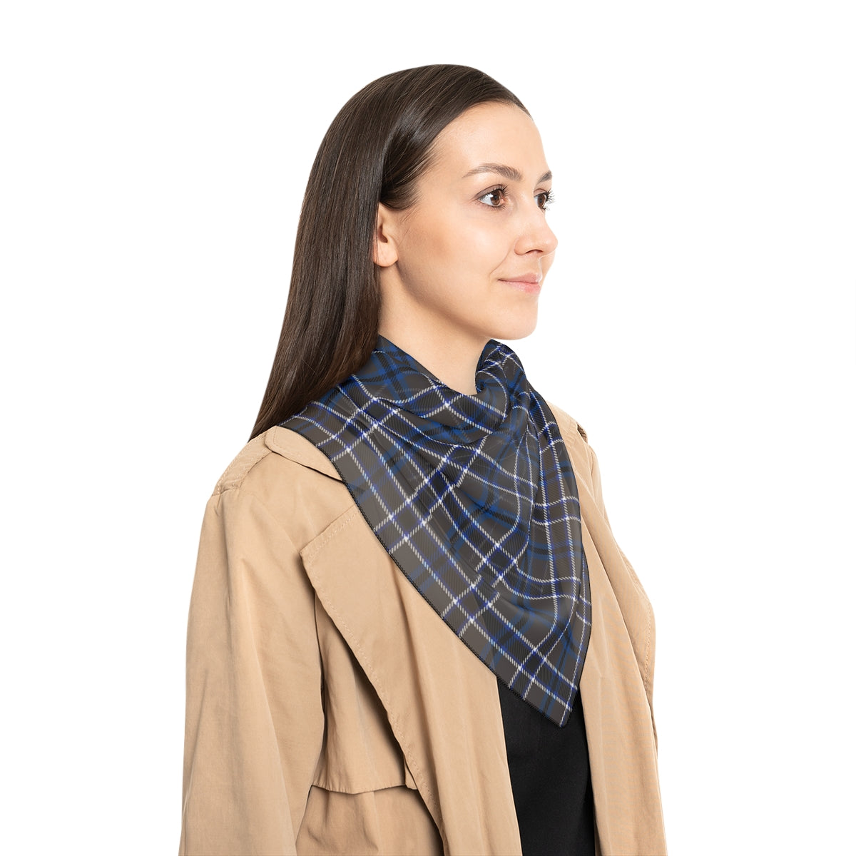 Poly Scarf-Blue plaid